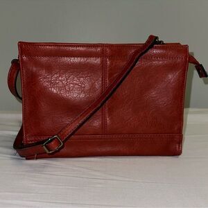 BUENO Faux Leather Sundry Tomato Red Crossbody Bag Purse